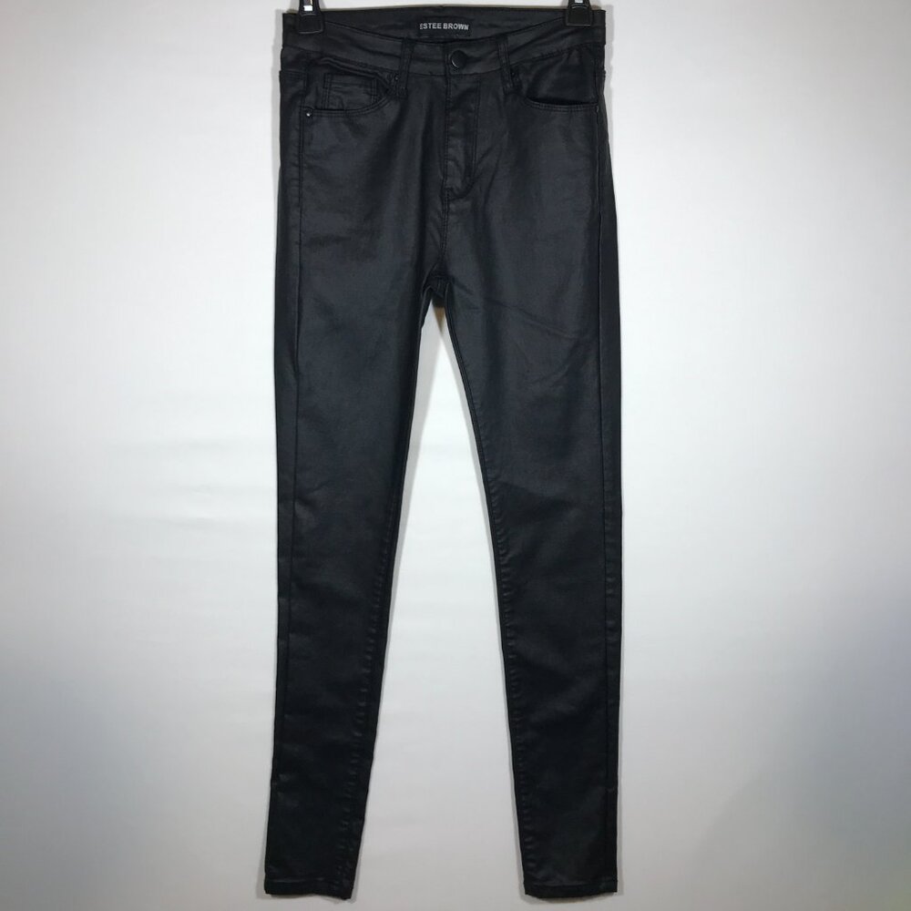 Estee Brown Women's Small/36 Black Faux Leather Skinny Pants